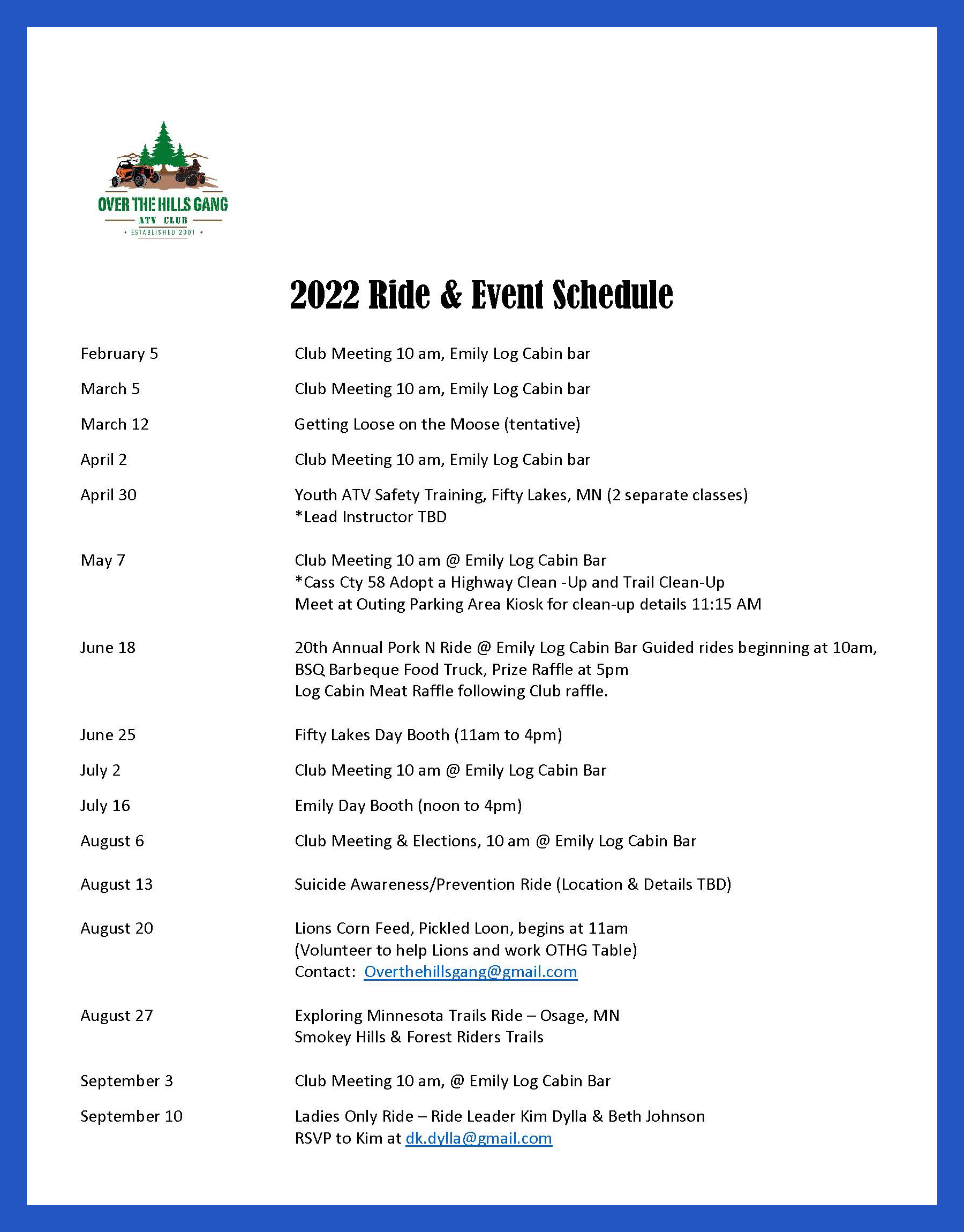 OTHG 2022 Schedule 1