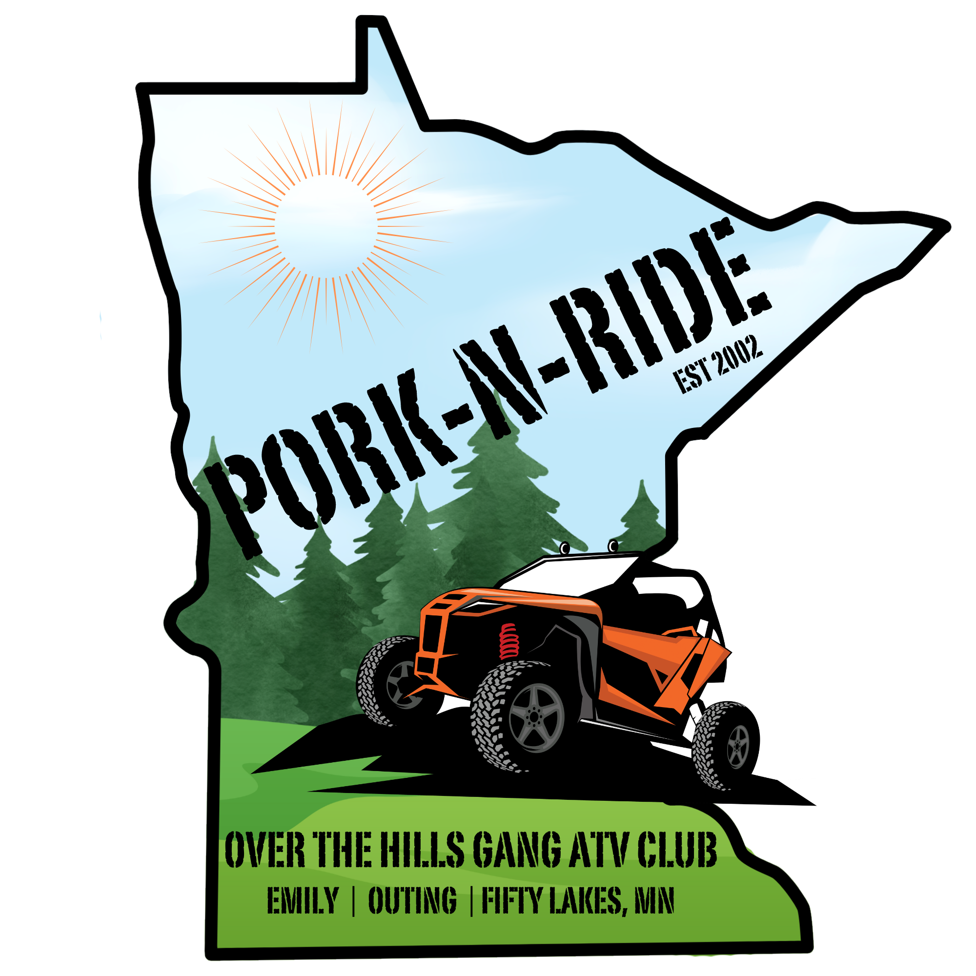 PorkNRide die cut sticker Over The Hills Gang ATV Club