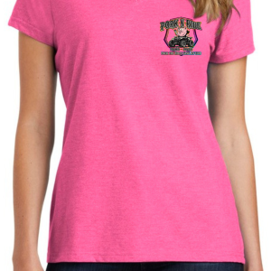 Pork-N-Ride 25th Anniversary Pink Women’s V-Neck T-Shirt